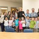Dean of Reich College of Education Melba Spooner and App State Chancellor Sheri Everts visit Academy at Middle Fork students. Students get the chance to connect with faculty, staff, and students of many majors at App State. 
