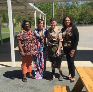 Pictured, from left to right, are Verschello Nelson, assistant principal of the Academy at Middle Fork; Dr. Amie Snow, director of curriculum and instruction; Ryan Porter; and Tasha Hall-Powell, the academy’s principal. Photo submitted